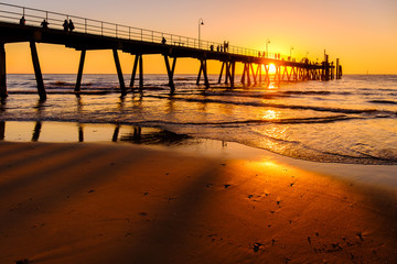 Glenelg beach jetty with people