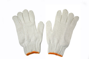 Cotton gloves isolated on white background.