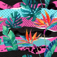 Fototapete Grafikdrucke Nahtloses Muster des abstrakten tropischen Sommerdesigns.