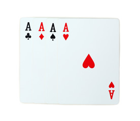 four aces poker playing cards isolated on white background