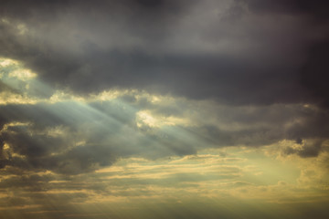 Fototapeta premium Sun rays in epic clouds