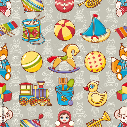 Kid Toy Seamless Pattern Design Element For Postcard Banner
