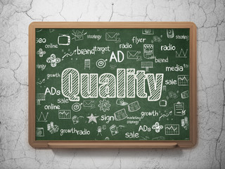 Marketing concept: Quality on School board background