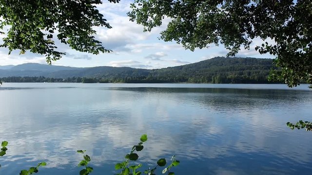 Panoramic view of Woerthersee lake in Carinthia, Austria.