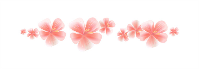 Pink flying flowers isolated on white background. Sakura flowers. Cherry blossom. Vector