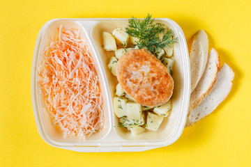 business lunch menu meat and salad