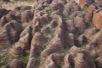 Vertical view of the beehive domes in the Bungle Bungle Range in the Purnululu World Heritage Listed National Park.