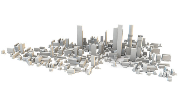 3d Render Of A City Or Town From Above