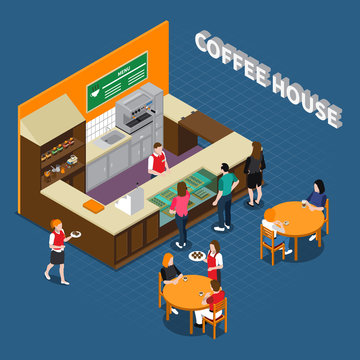 Coffee House Isometric Composition