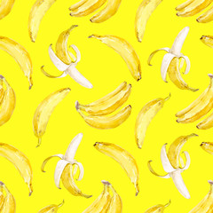 Watercolor vector banana pattern