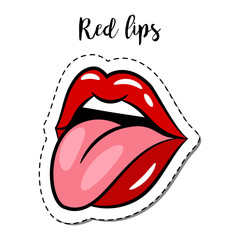 Fashion patch element lips with tongue