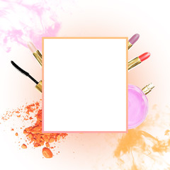 Frame with make-up cosmetics