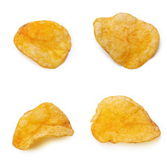 Collage of tasty potato chips