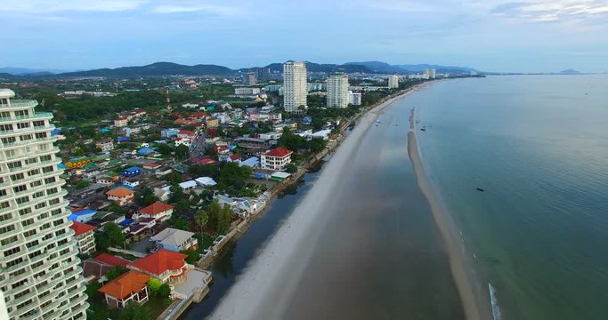 aerial view of huahin beach prachuap khiri khan southern of thailand most popular traveling destination