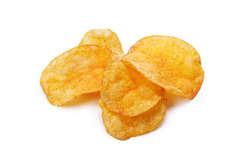 Potato chips isolated on white background