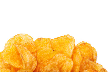 Potato chips isolated on white background
