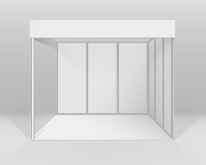 Vector White Blank Indoor Trade exhibition Booth Standard Stand for Presentation Isolated with Background