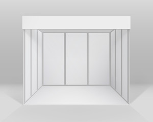 Vector White Blank Indoor Trade exhibition Booth Standard Stand for Presentation Isolated with Background