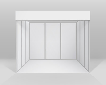 Vector White Blank Indoor Trade Exhibition Booth Standard Stand For Presentation Isolated With Background