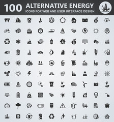 Alternative energy icons set