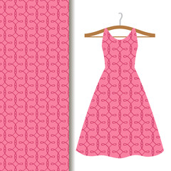 Women dress fabric pink geometric pattern