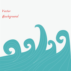 Big waves in abstract style. Vector illustration.