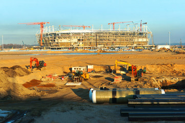 building, construction, design, Stadium, erect beams, building, sport complex