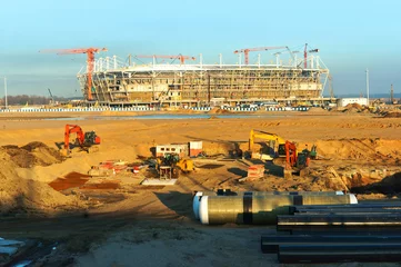 Foto op Plexiglas Stadion building, construction, design, Stadium, erect beams, building, sport complex