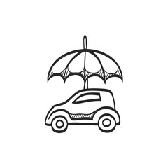 Sketch icon - Car and umbrella