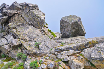 Large stones on the top of the mountain