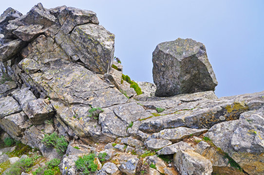 Large stones on the top of the mountain
