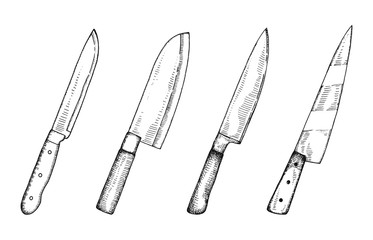 Kitchen knives vector vintage illustration