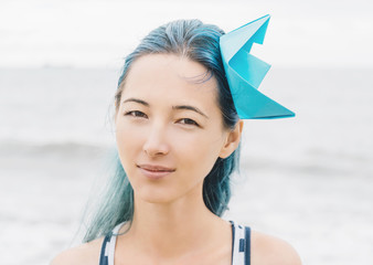 Portrait of sailor style girl.