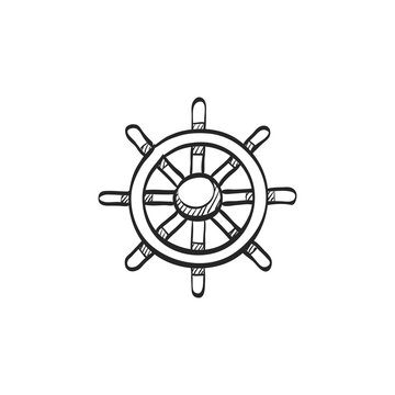 Sketch icon - Ship steer wheel