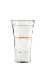 Shot. Alcoholic drink on a white background