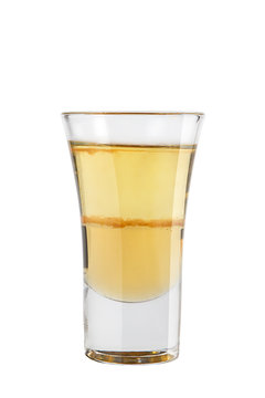 Shot. Alcoholic drink on a white background