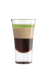 Shot. Alcoholic drink on a white background