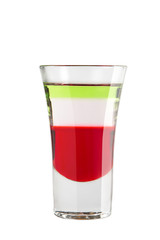 Shot. Alcoholic drink on a white background