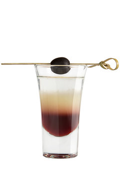 Shot. Alcoholic drink on a white background