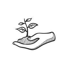 Sketch icon - Hand holding tree