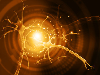 3d illustration of human neuron.