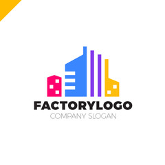 construction firm, factory or manifacture logo or apartment building logotype