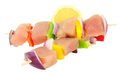Raw Fresh Fish And Sweet Pepper Kebabs