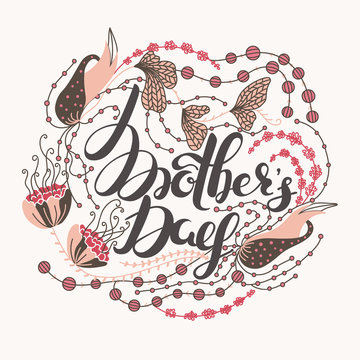 Happy Mother's day. Spring holiday. Congratulatory background with lettering in flowers. Floral design. It can be used for card, postcard, invitation, banner, advertising. Vector illustration, eps10
