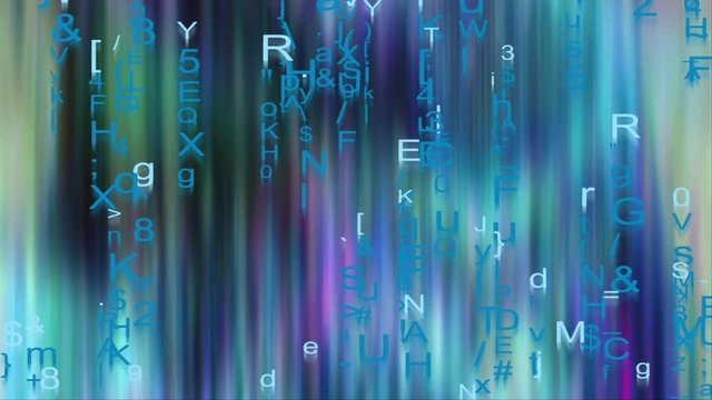 Text and Grids 0109: Numbers and symbols flicker over video flux (Loop).