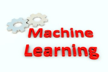 Machine learning gear wheel  white background 3d illustration