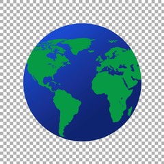 Map of the world globe on transparent background