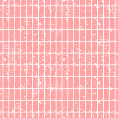 Seamless vector checkered pattern. Creative geometric pastel background with rectangles. Grunge texture with attrition, cracks and ambrosia. Old style vintage design. Graphic illustration. - 146046891