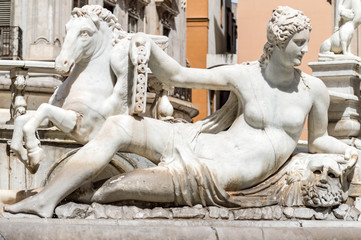 Marble statue in Piazza Pretoria, Palermo, Sicily