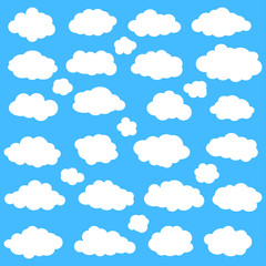 Clouds set on blue sky background